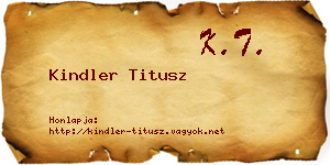 Kindler Titusz névjegykártya